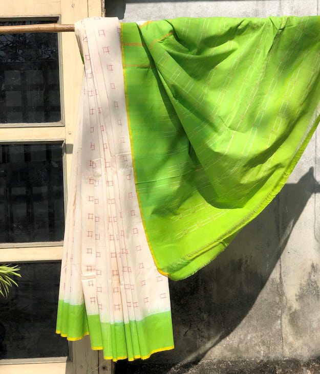 Handwoven Pure Cotton Ikkat Saree With Woven Palla & Border