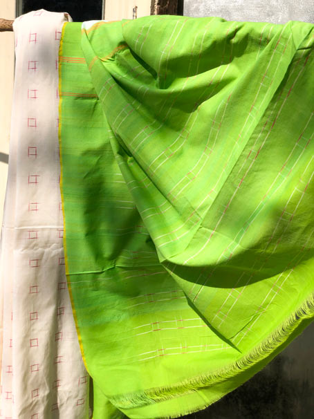 Handwoven Pure Cotton Ikkat Saree With Woven Palla & Border - Image 2