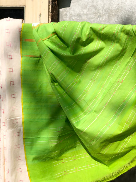 Handwoven Pure Cotton Ikkat Saree With Woven Palla & Border - Image 3