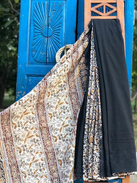 Pure Cotton Kalamkari Mulmul Saree - Image 3
